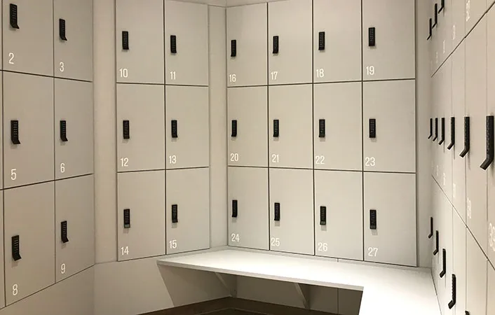 smart locker locks in use in a modern room